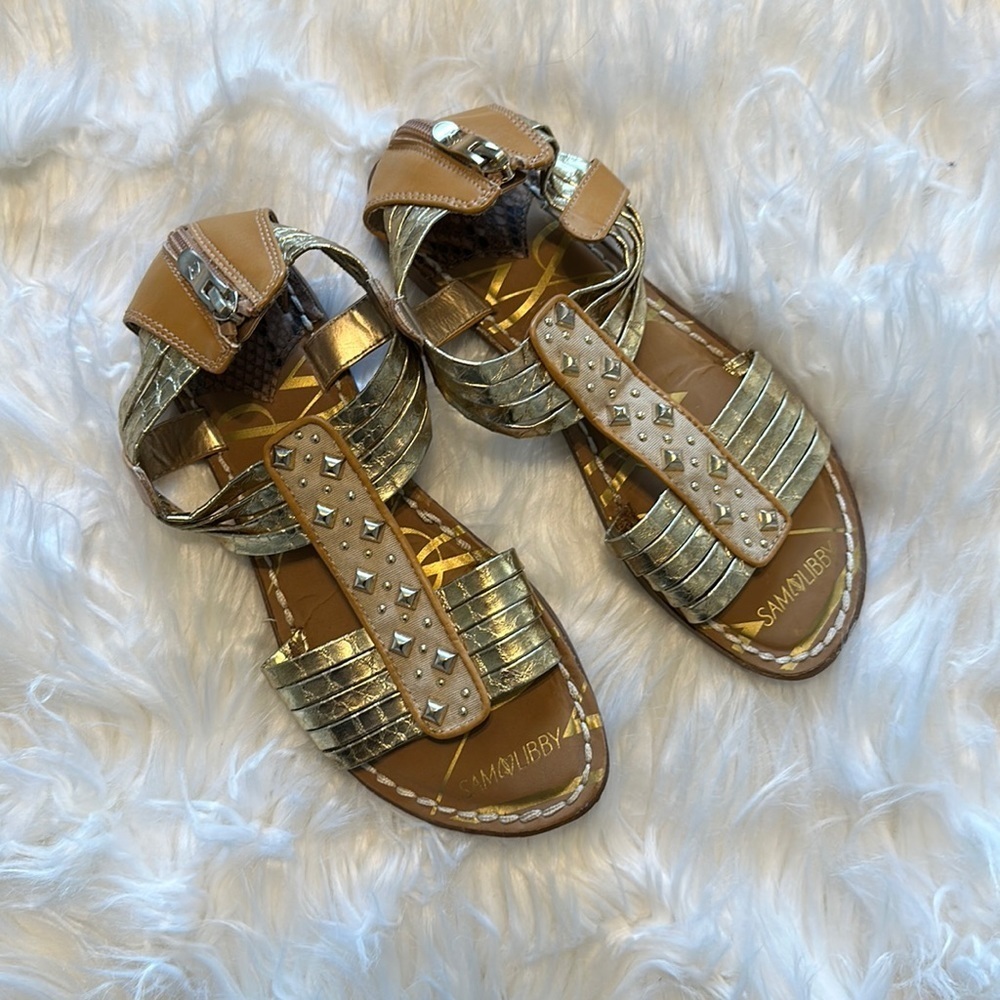Sam & Libby Golden Gladiator Stuffed Sandals